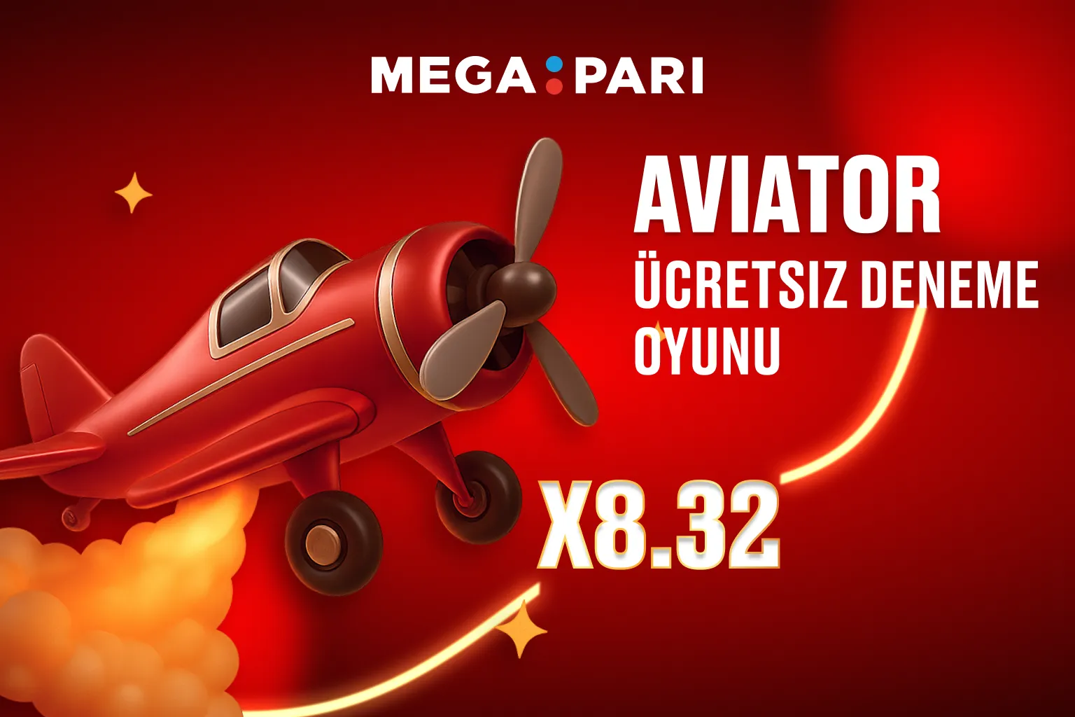 Megapari Aviator – Ücretsiz Oyun Kırmızı bir uçağın yükseldiği ve çarpan değerinin gösterildiği Megapari Aviator tanıtım görseli