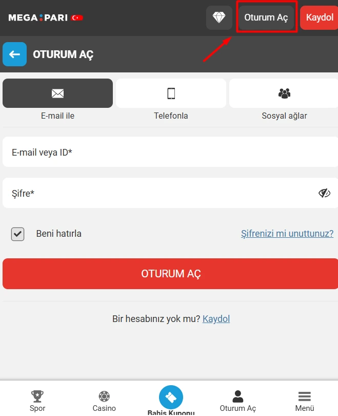 Megapari Giriş Ekranı Megapari Hesap Giriş Sayfası